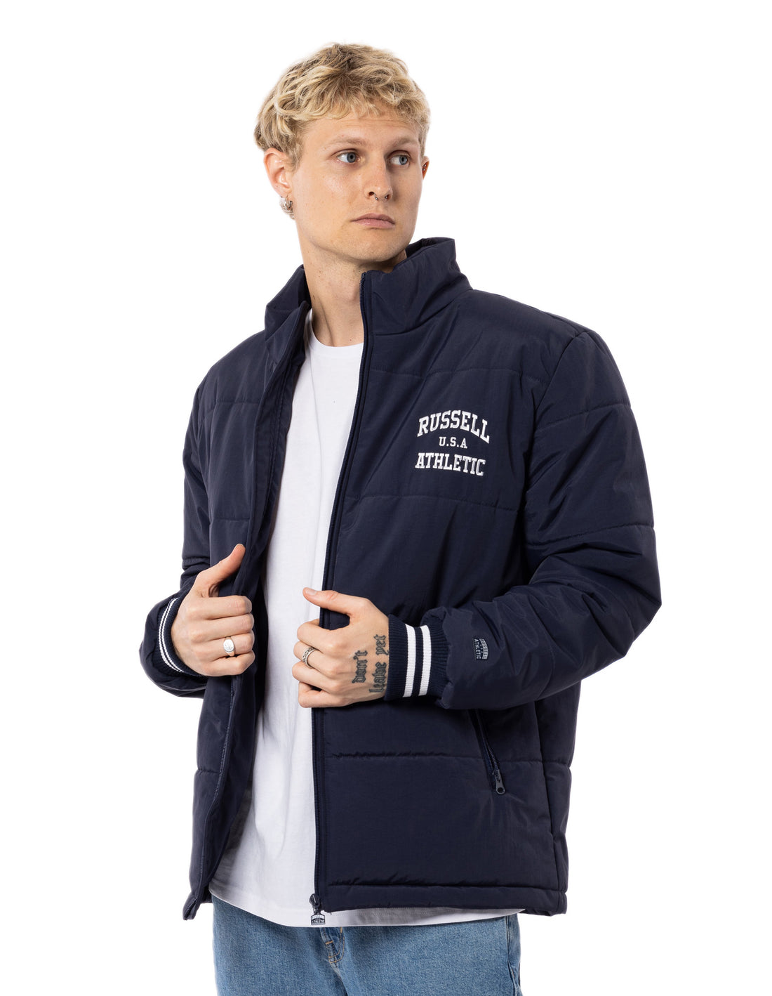 Men Russell Athletic Klute Puffers Navy | DAXWBV248