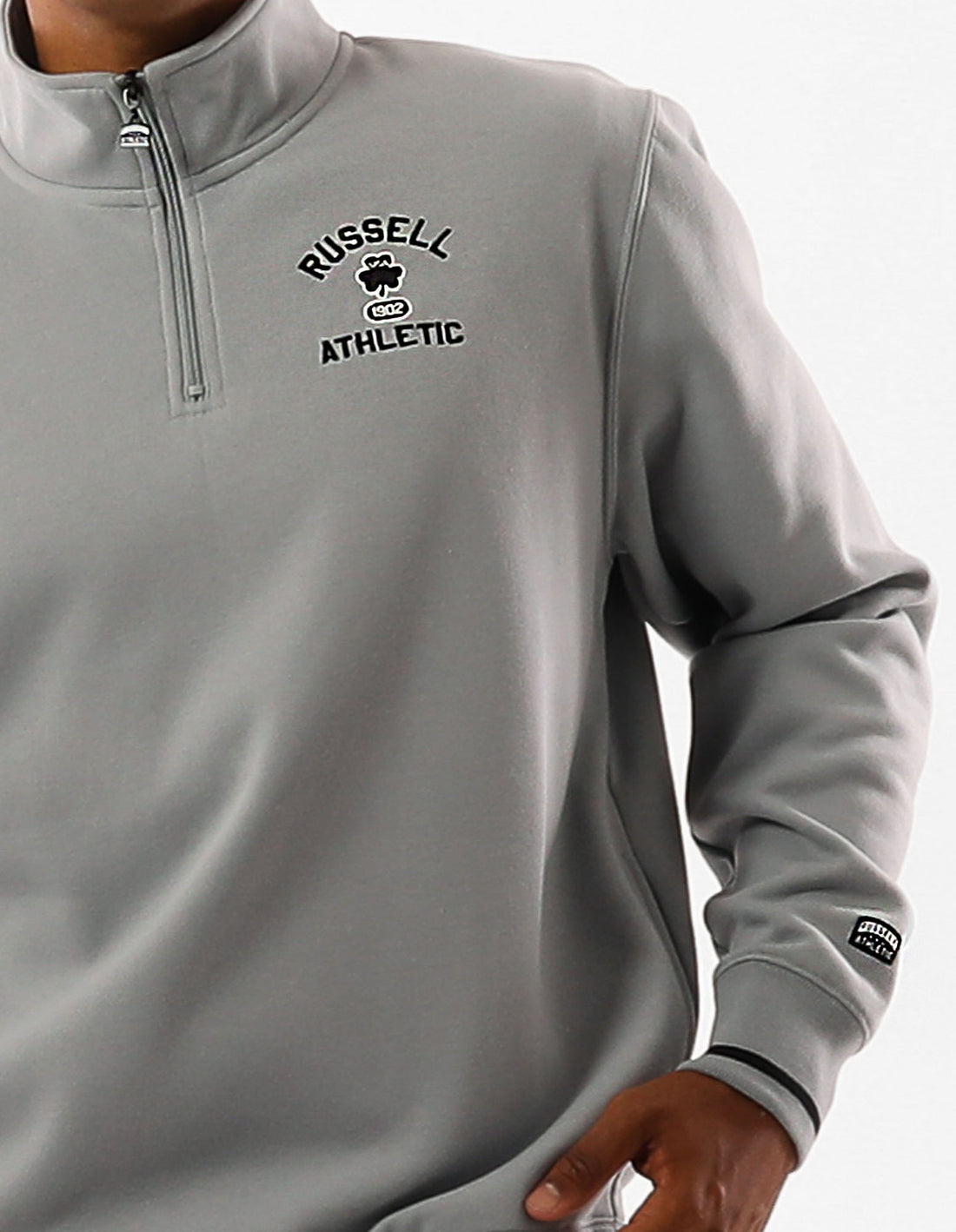 Men Russell Athletic Lexington 1/4 Zip Top Grey | OIUBZN103