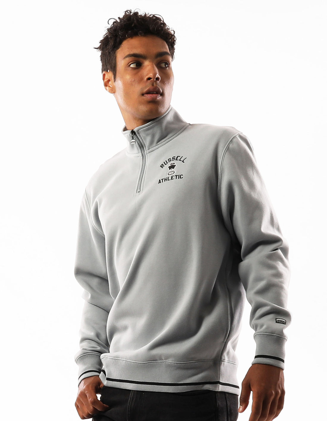 Men Russell Athletic Lexington 1/4 Zip Top Grey | OIUBZN103