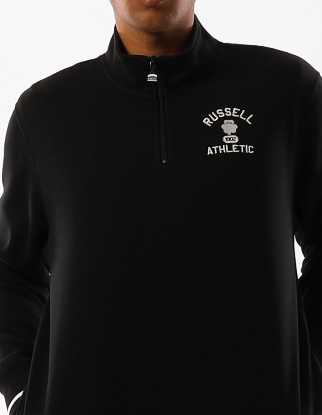 Men Russell Athletic Lexington 1/4 Zip Top Black | VQCPGB250