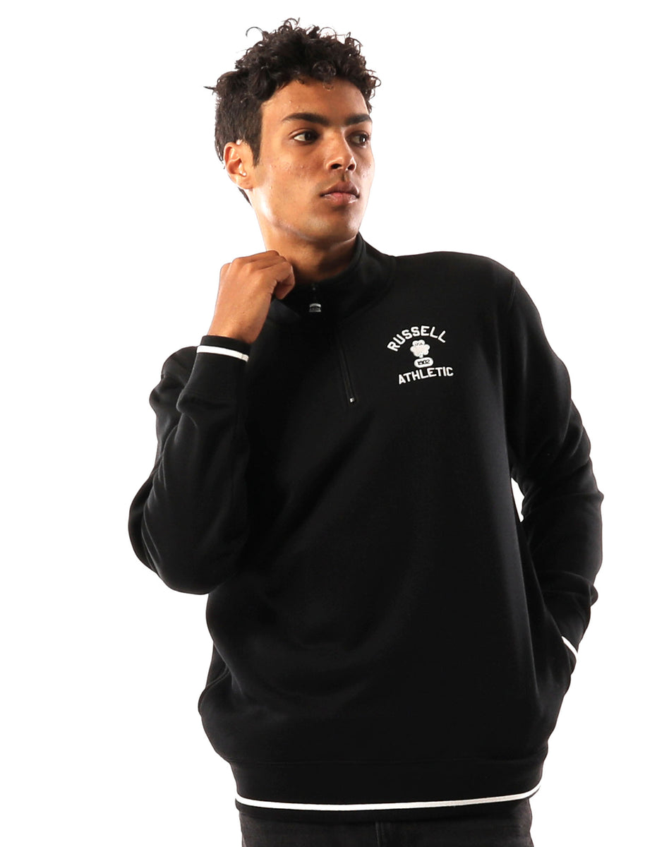 Men Russell Athletic Lexington 1/4 Zip Top Black | VQCPGB250