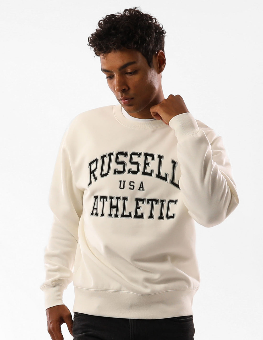 Men Russell Athletic Melrose Crew Neck Sweaters Beige | VNEGFA305