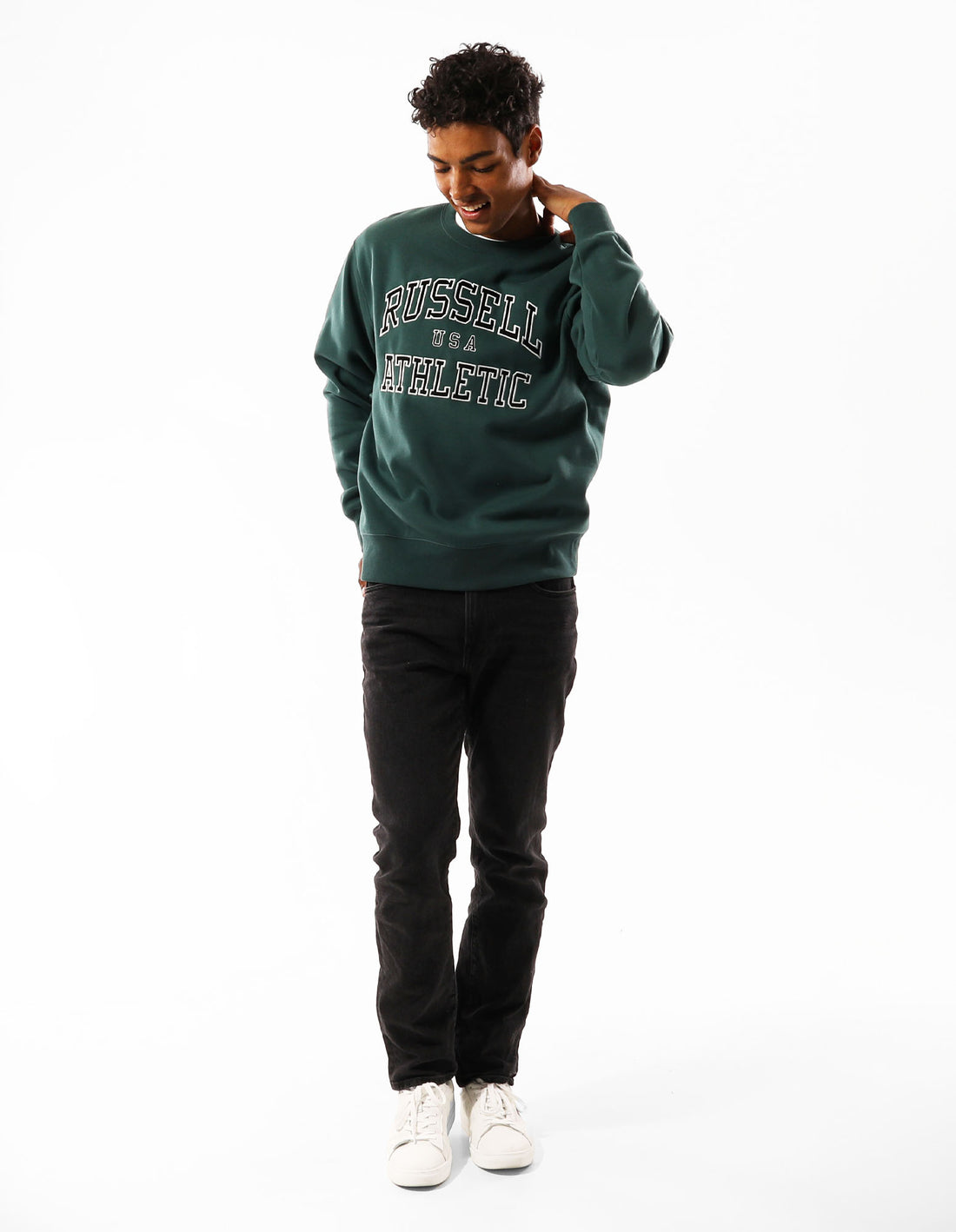 Men Russell Athletic Melrose Crew Neck Sweaters Green | FKCOGX139