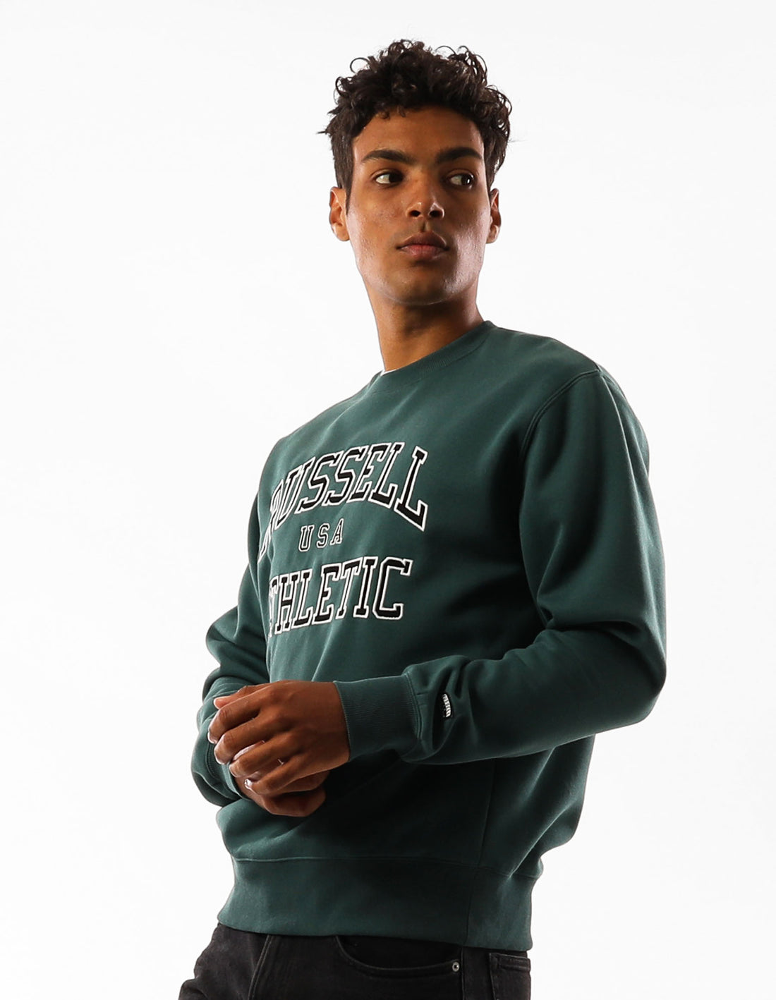 Men Russell Athletic Melrose Crew Neck Sweaters Green | FKCOGX139