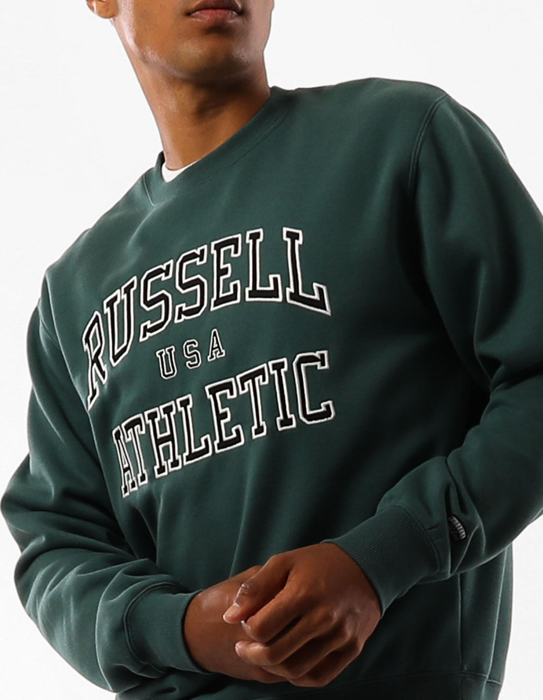 Men Russell Athletic Melrose Crew Neck Sweaters Green | FKCOGX139