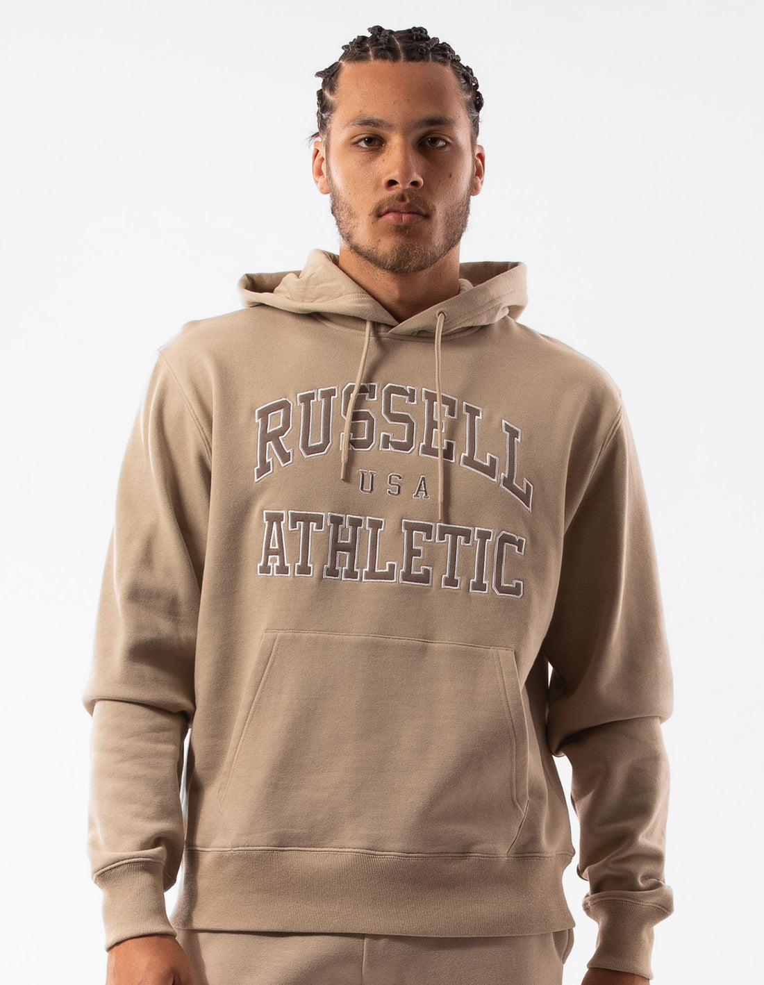 Men Russell Athletic Mercer Hoodie Khaki | AKUJDO820