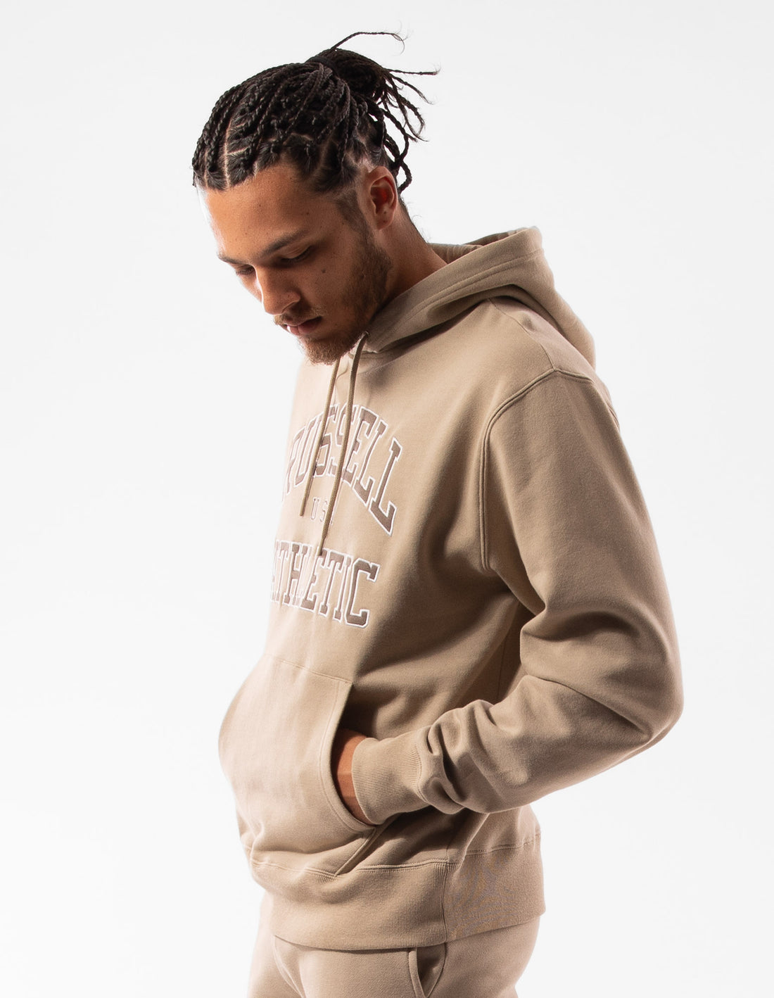 Men Russell Athletic Mercer Hoodie Khaki | AKUJDO820