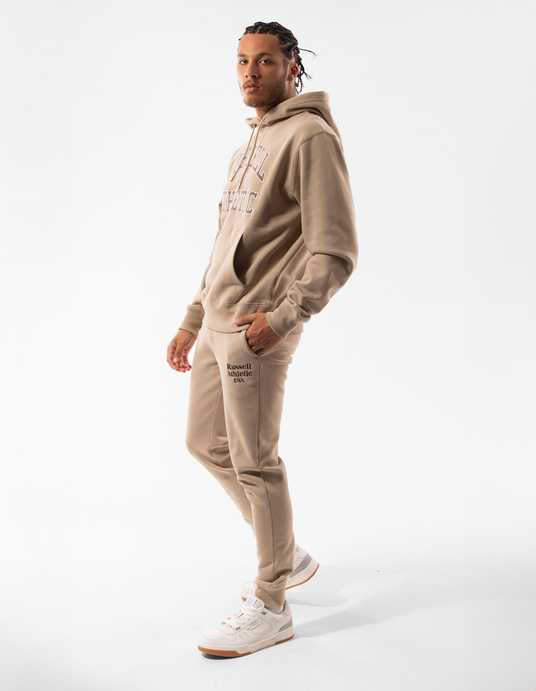 Men Russell Athletic Mercer Hoodie Khaki | AKUJDO820