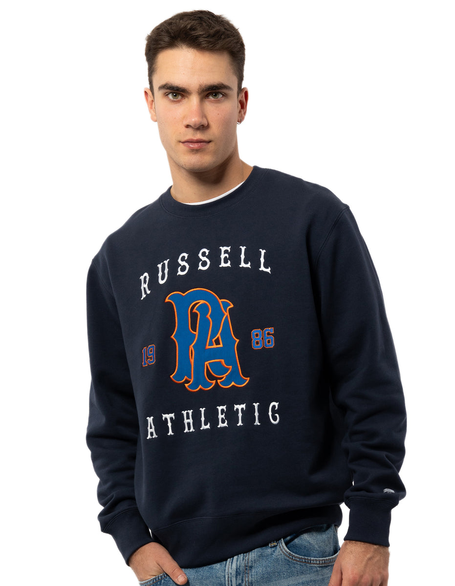 Men Russell Athletic Midfielder Crew Neck Sweaters Navy | OHSJUF470