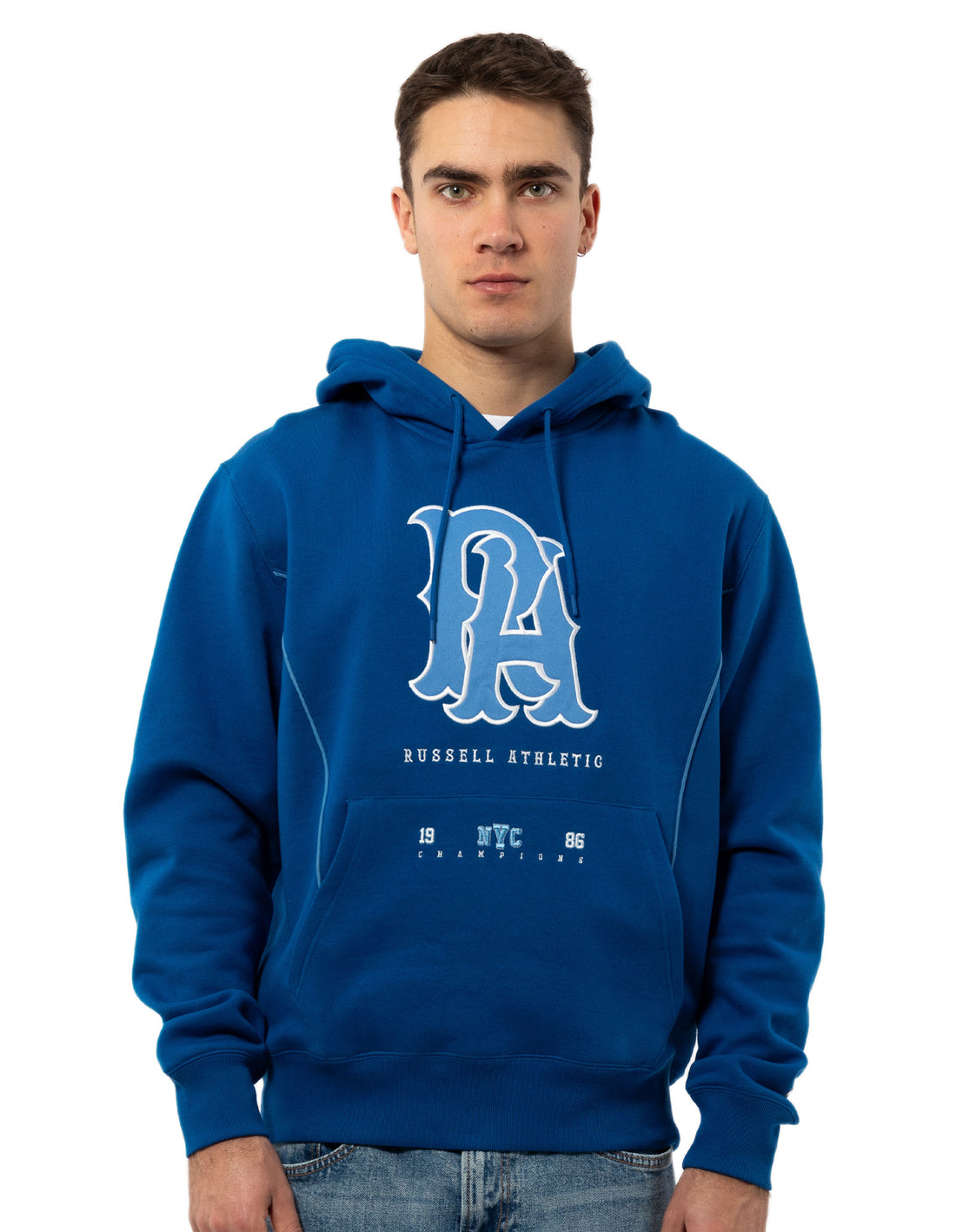 Men Russell Athletic Midfielder Hoodie Blue | LRQVKS472