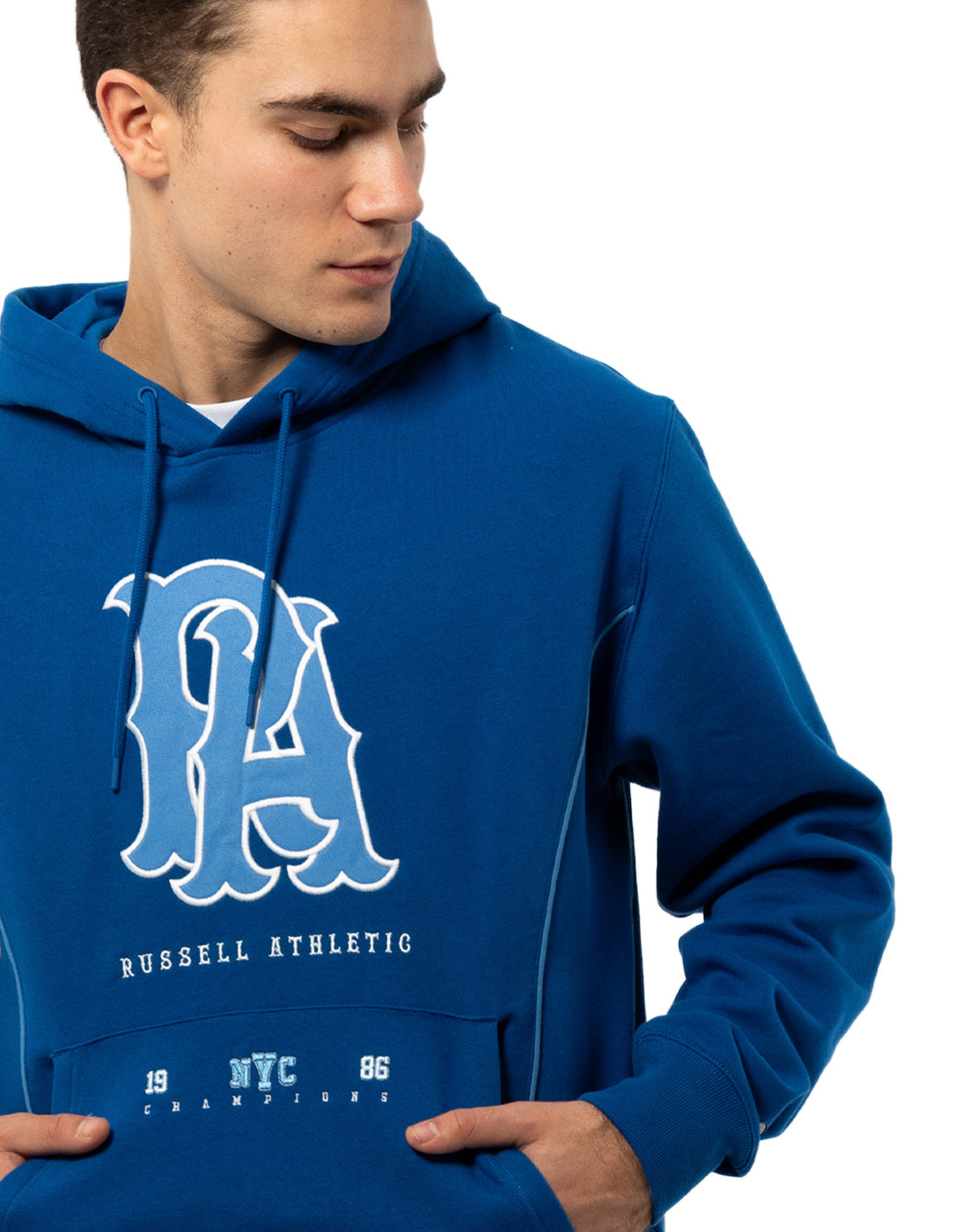 Men Russell Athletic Midfielder Hoodie Blue | LRQVKS472