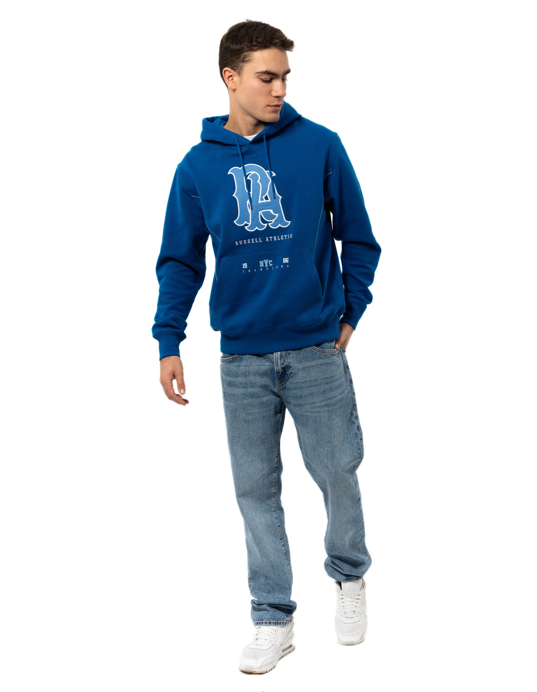 Men Russell Athletic Midfielder Hoodie Blue | LRQVKS472