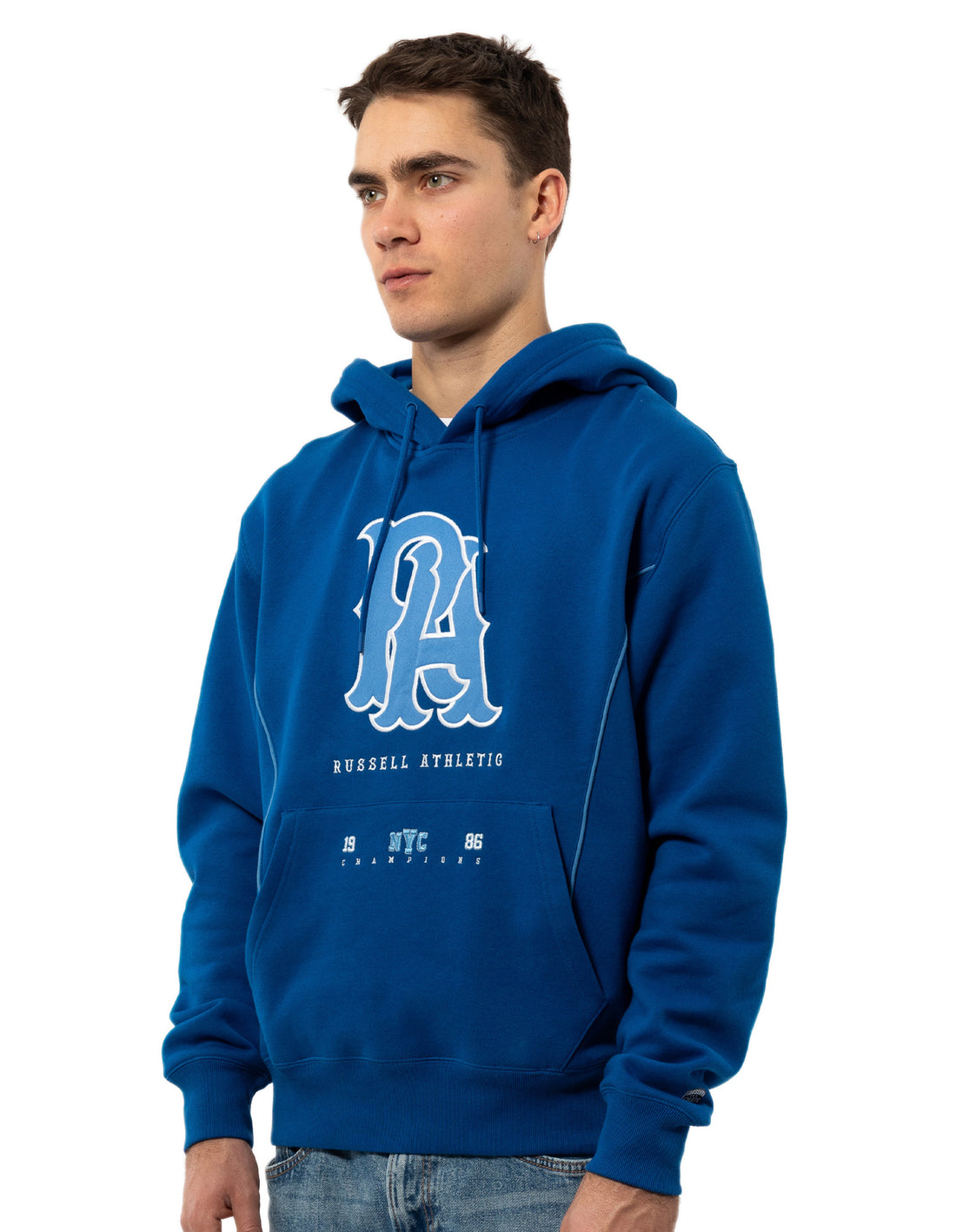 Men Russell Athletic Midfielder Hoodie Blue | LRQVKS472