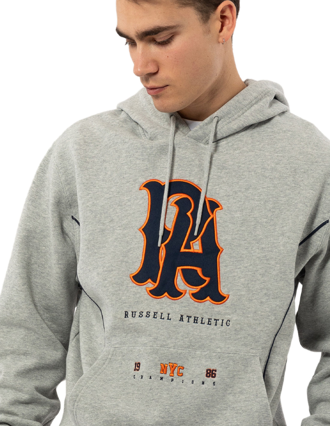 Men Russell Athletic Midfielder Hoodie Grey | VIDSCZ240