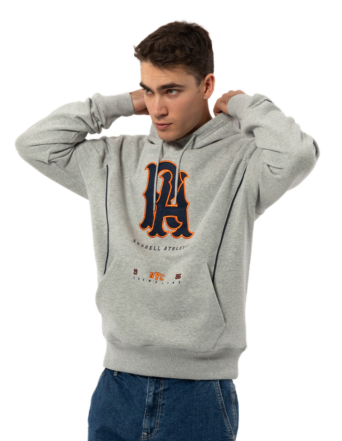 Men Russell Athletic Midfielder Hoodie Grey | VIDSCZ240