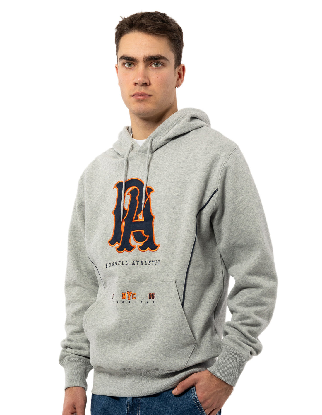 Men Russell Athletic Midfielder Hoodie Grey | VIDSCZ240