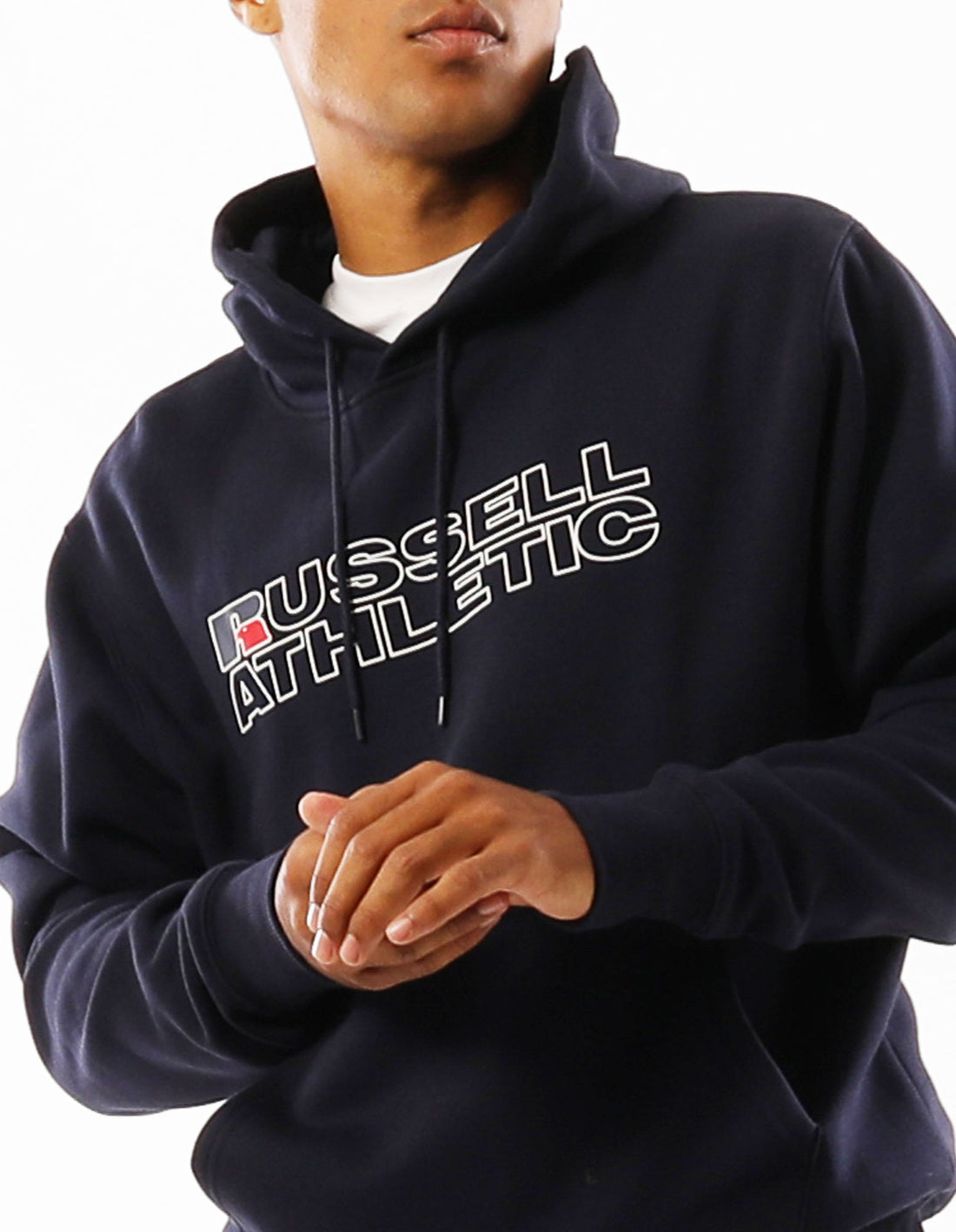 Men Russell Athletic Modern Logo Hoodie Navy | QATEHR081