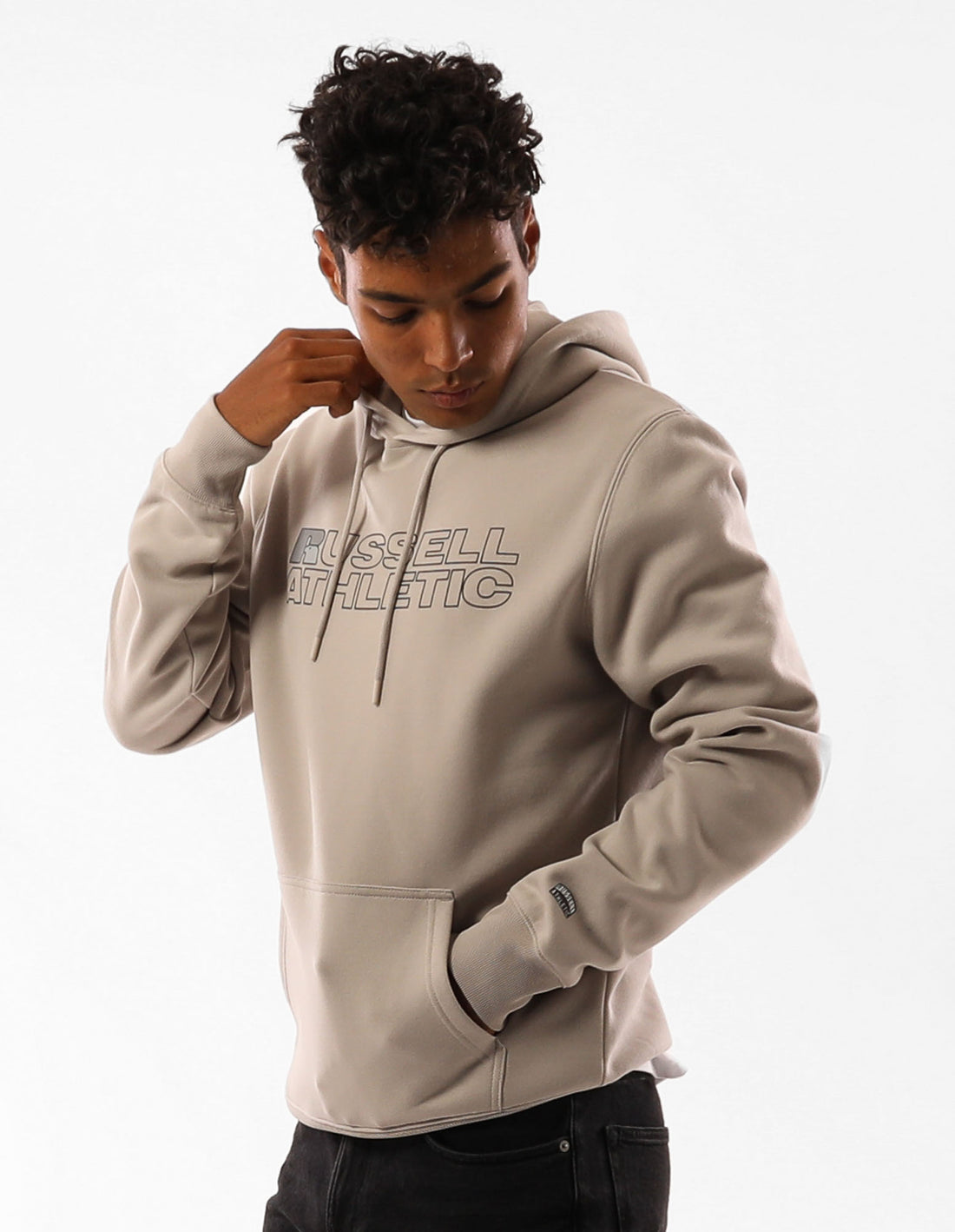 Men Russell Athletic Original Modern Logo Hoodie Khaki | YDNIRH703