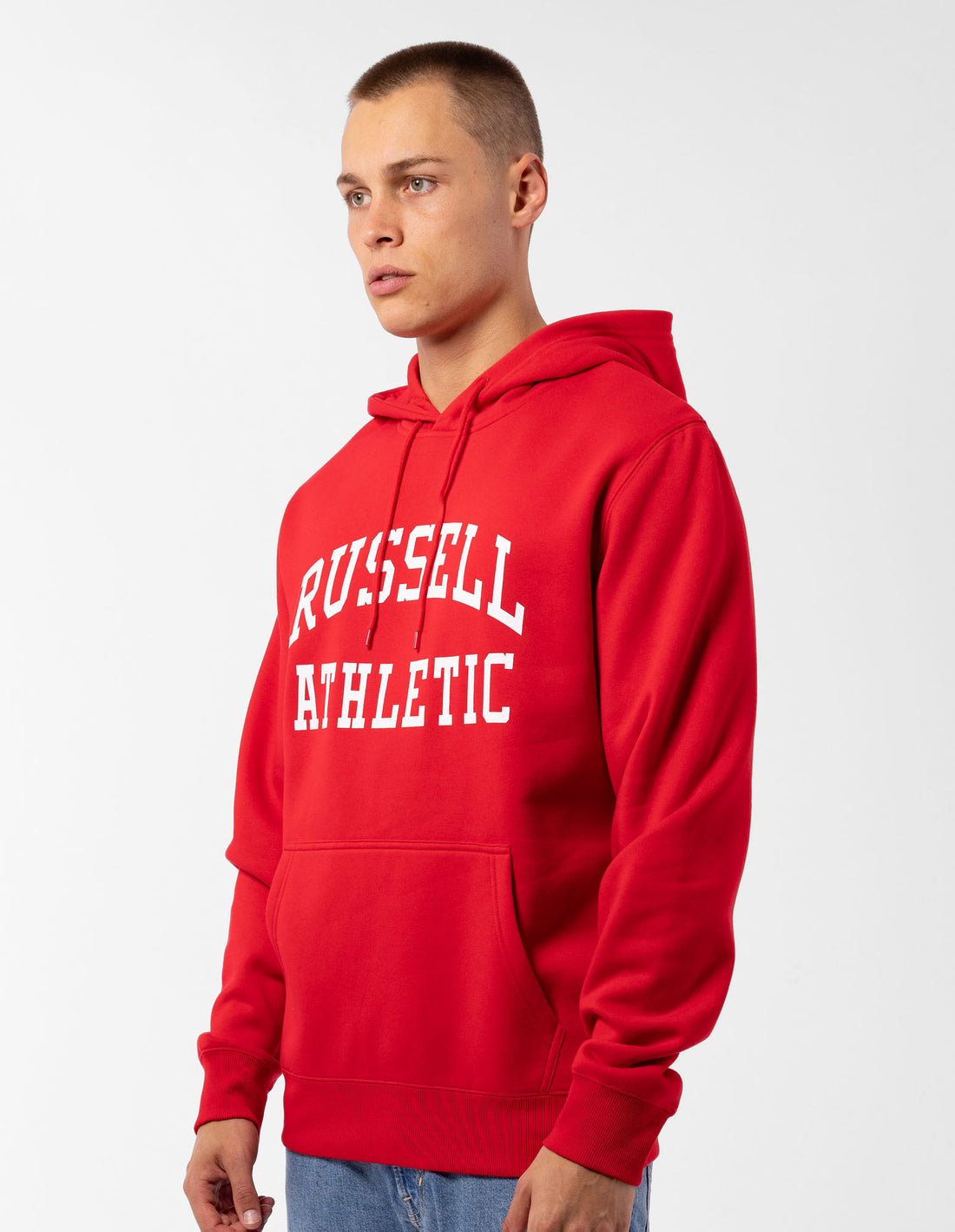 Men Russell Athletic Originals Arch Logo Hoodie Red | BKQNHS874