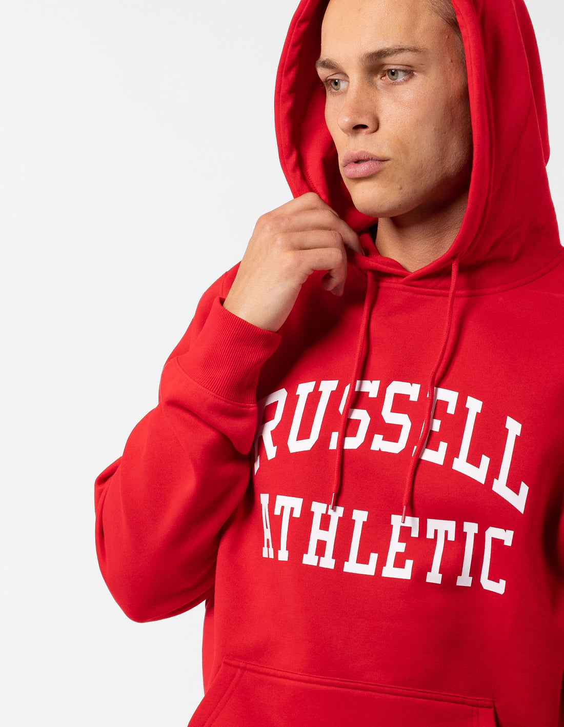 Men Russell Athletic Originals Arch Logo Hoodie Red | BKQNHS874