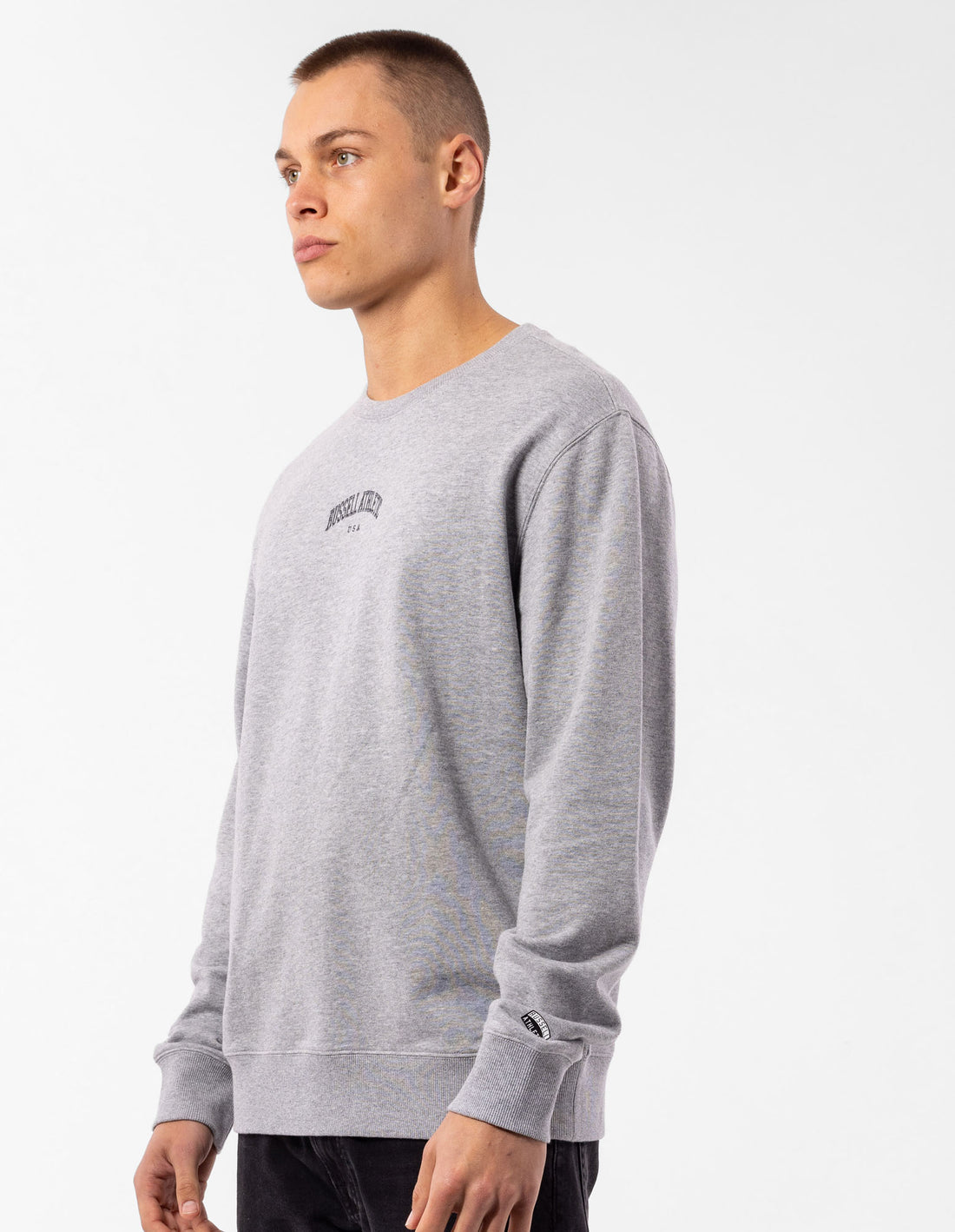 Men Russell Athletic Originals Big Arch Unbrushed Crew Neck Sweaters Grey | RBYNJS345