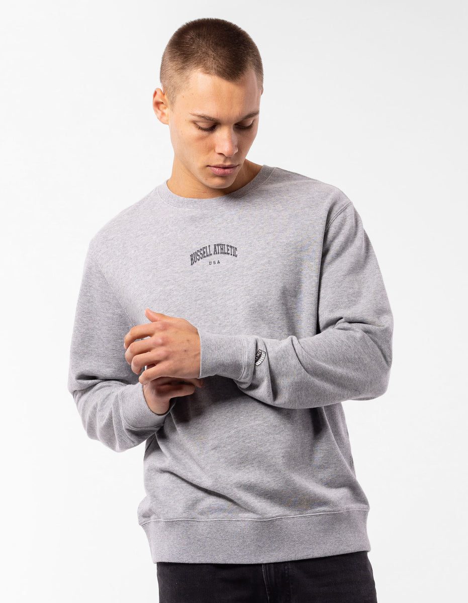 Men Russell Athletic Originals Big Arch Unbrushed Crew Neck Sweaters Grey | RBYNJS345