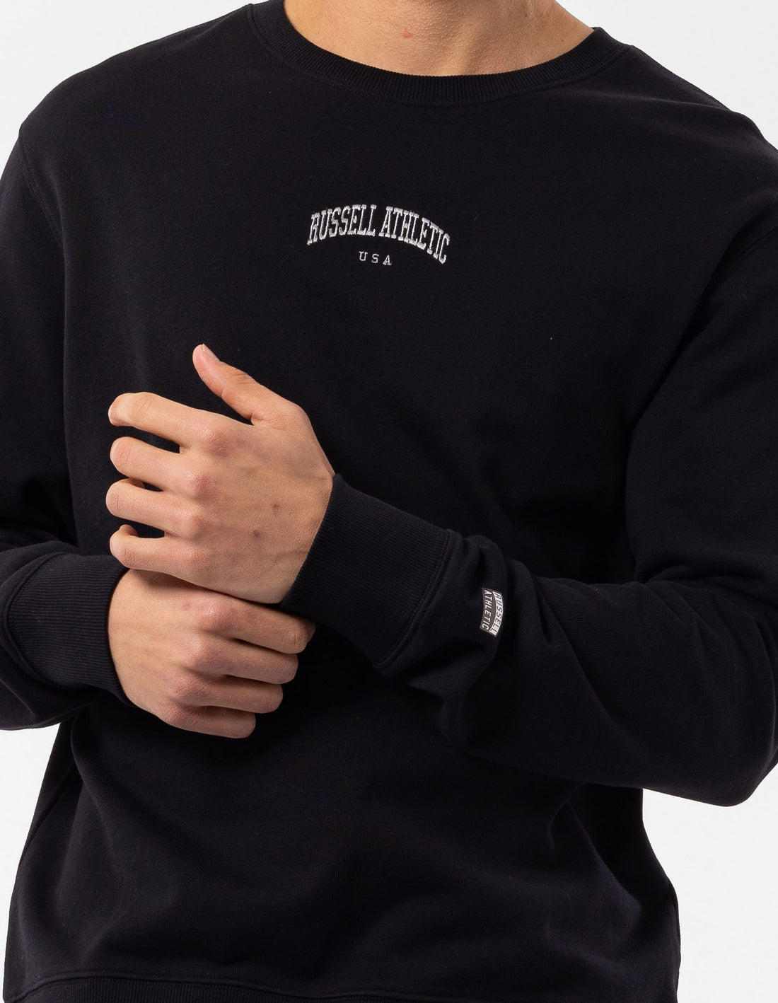 Men Russell Athletic Originals Big Arch Unbrushed Crew Neck Sweaters Black | EKNYSM380