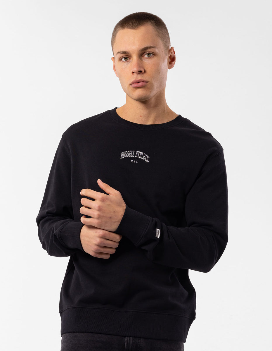 Men Russell Athletic Originals Big Arch Unbrushed Crew Neck Sweaters Black | EKNYSM380