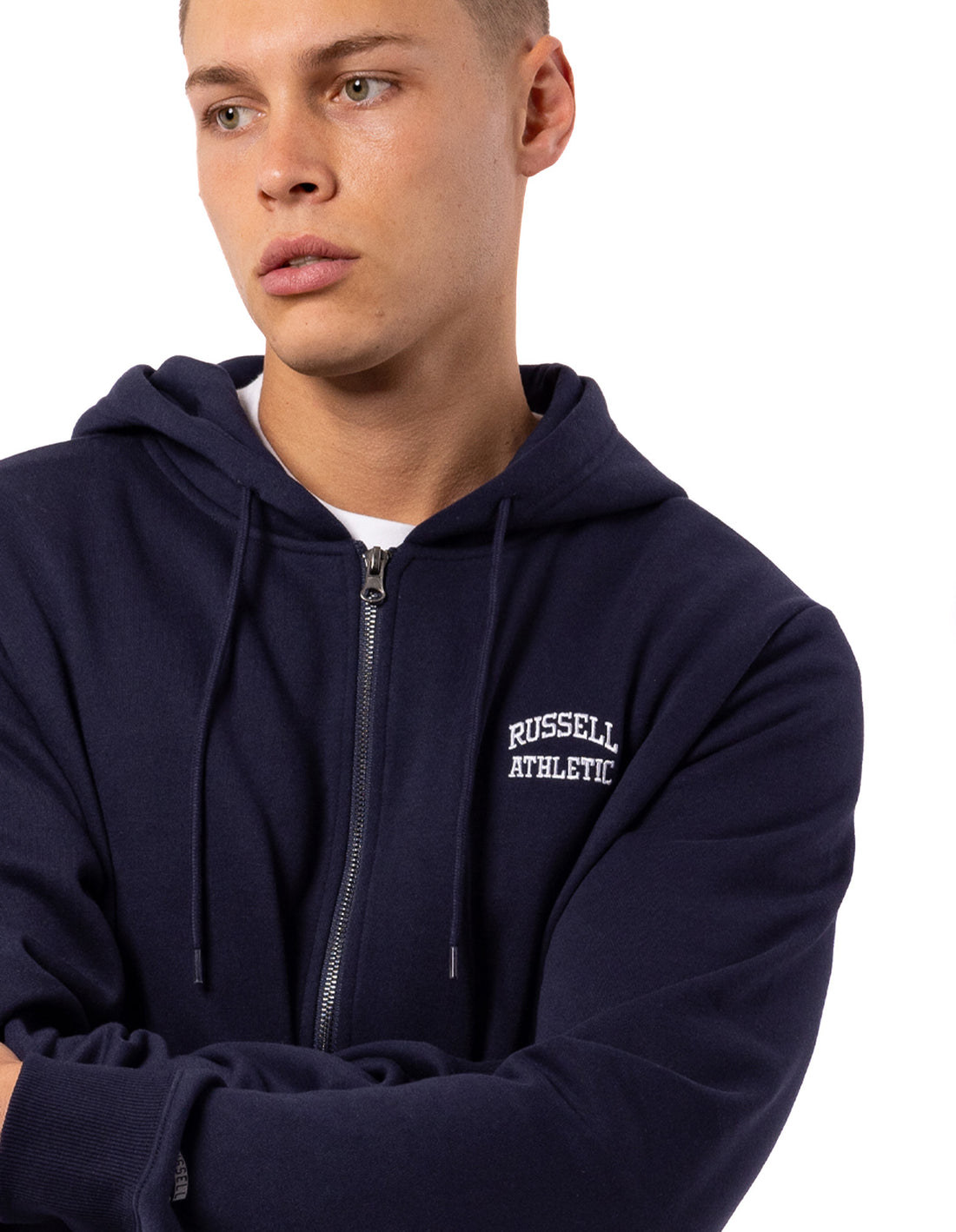 Men Russell Athletic Originals Small Arch Zip Jackets Navy | JEGBRH083