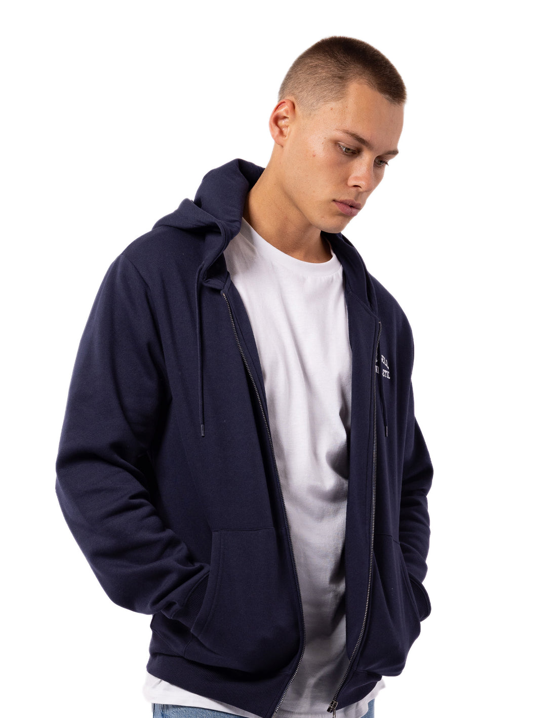 Men Russell Athletic Originals Small Arch Zip Jackets Navy | JEGBRH083