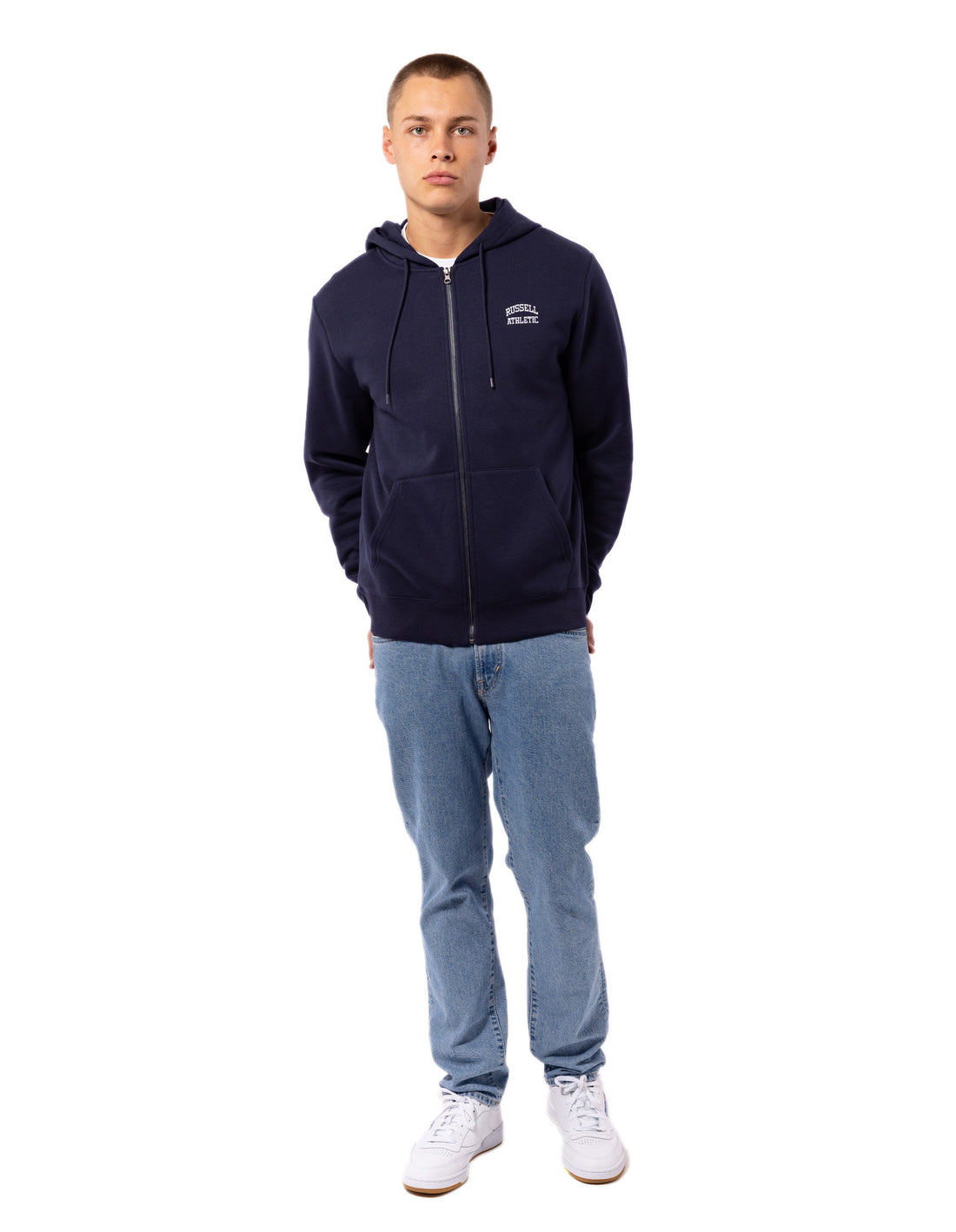 Men Russell Athletic Originals Small Arch Zip Jackets Navy | JEGBRH083