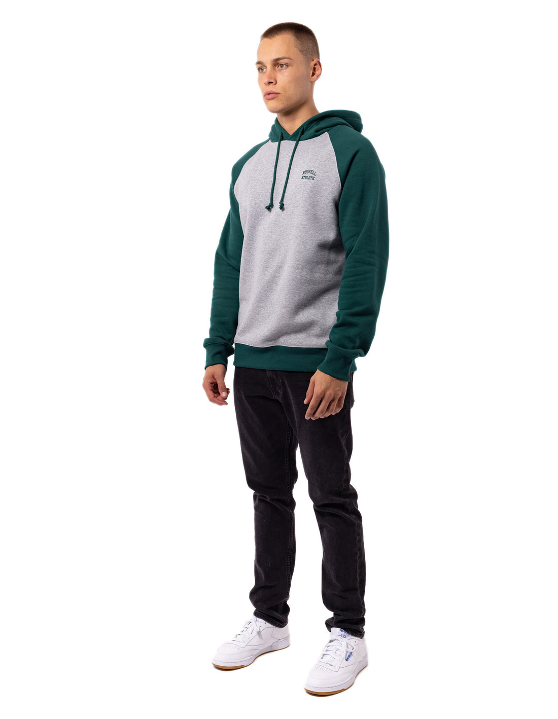 Men Russell Athletic Originals Small Arch Raglan Hoodie Green | ZBTFUX095