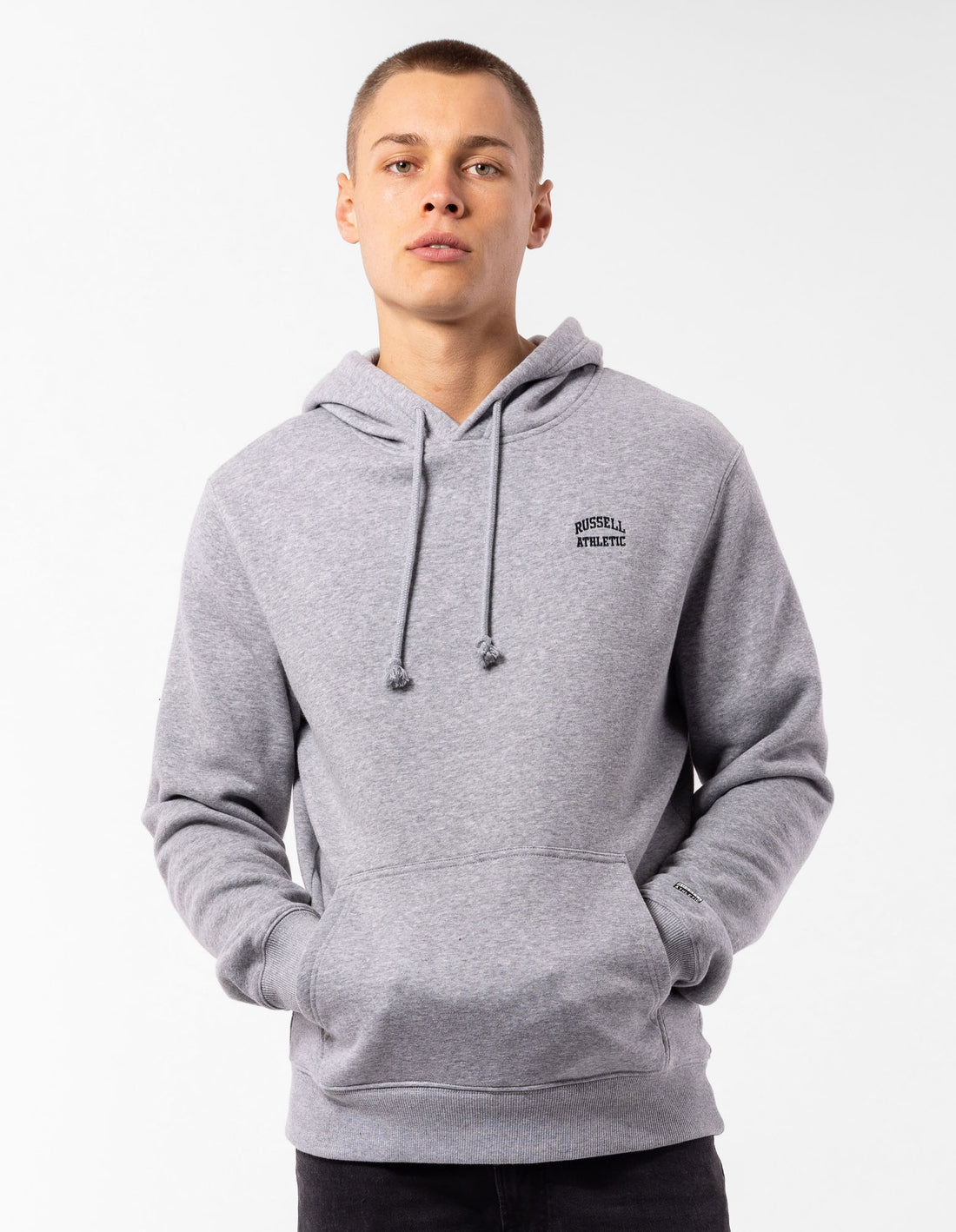 Men Russell Athletic Originals Small Arch Hoodie Grey | BEXQSK617