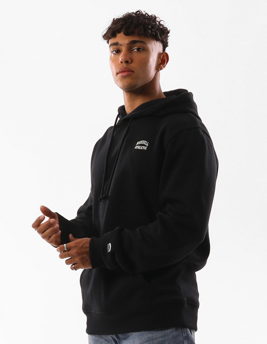 Men Russell Athletic Originals Small Arch Hoodie Black | ZYXKMF879