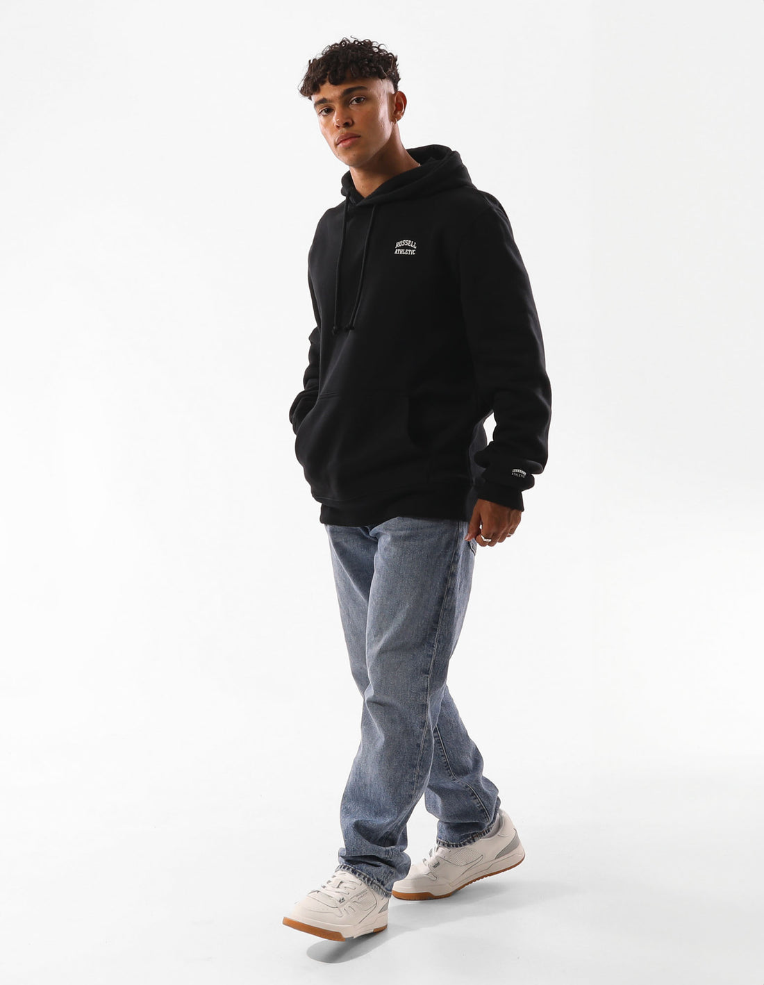 Men Russell Athletic Originals Small Arch Hoodie Black | ZYXKMF879