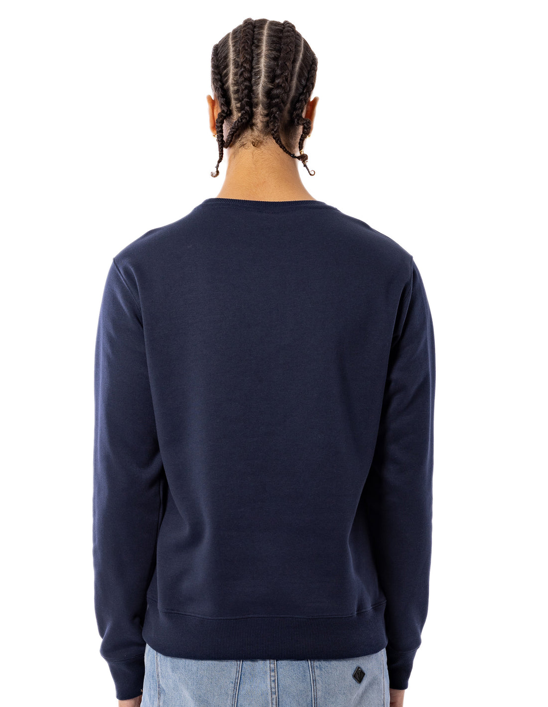 Men Russell Athletic Originals Small Arch Crew Neck Sweaters Navy | KZJSYD207