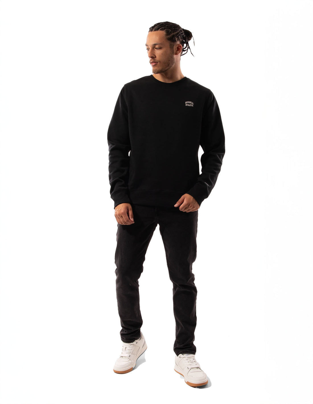 Men Russell Athletic Originals Small Arch Crew Neck Sweaters Black | PBYVDS874