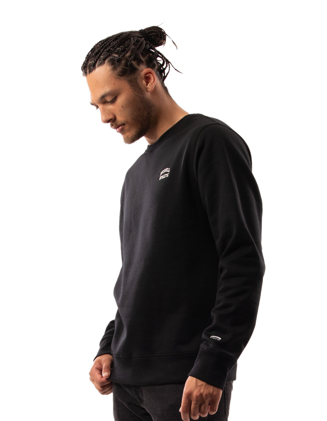 Men Russell Athletic Originals Small Arch Crew Neck Sweaters Black | PBYVDS874