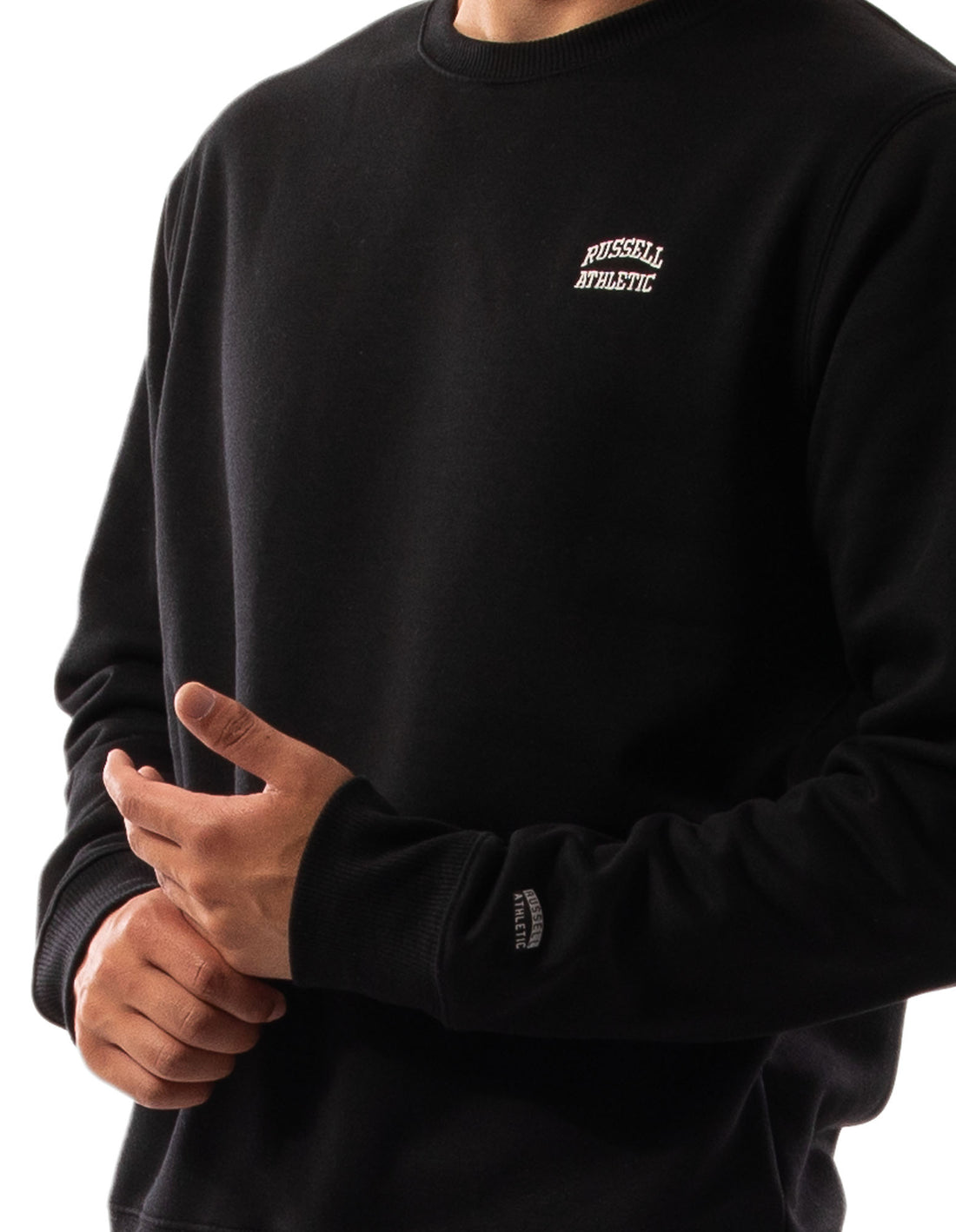 Men Russell Athletic Originals Small Arch Crew Neck Sweaters Black | PBYVDS874