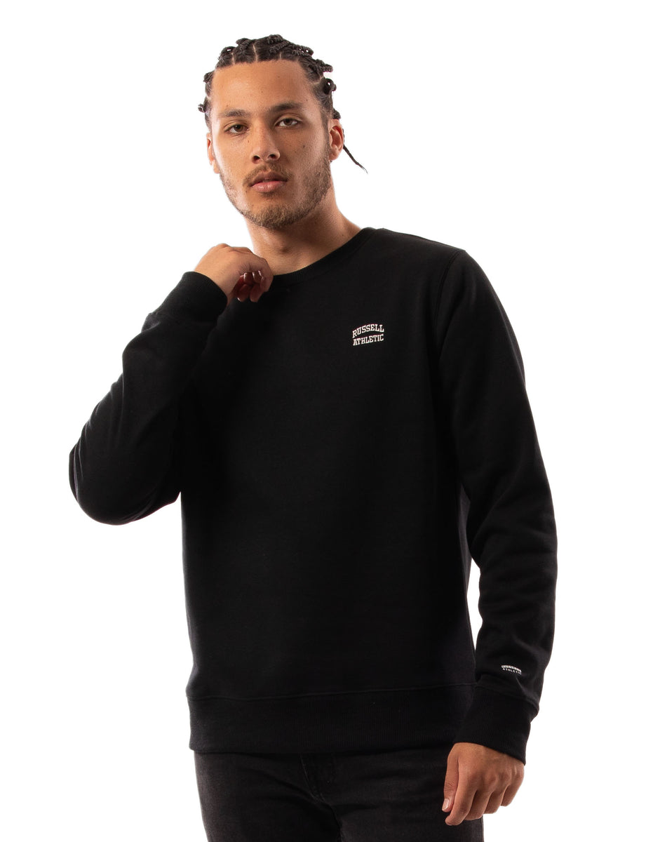 Men Russell Athletic Originals Small Arch Crew Neck Sweaters Black | PBYVDS874