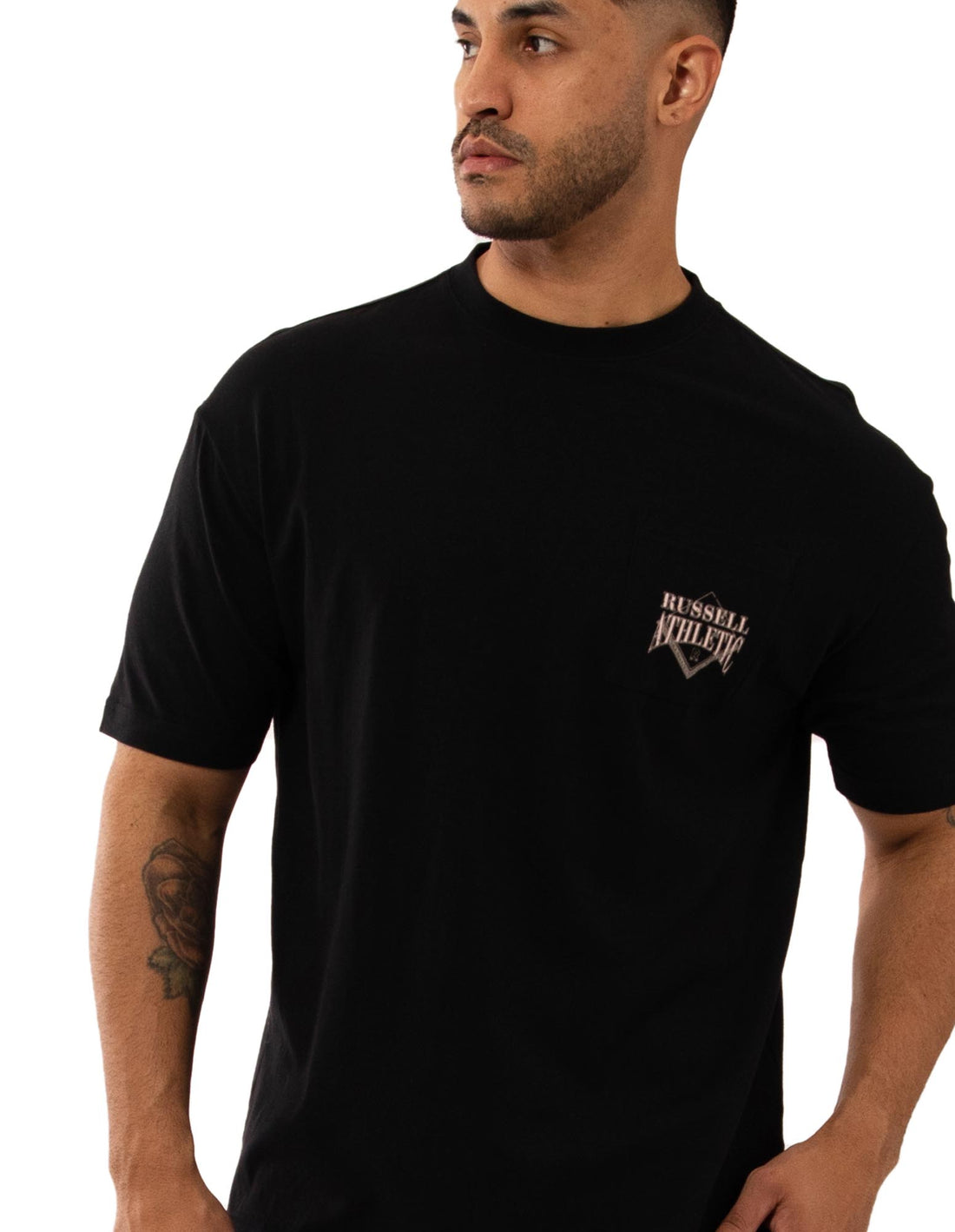 Men Russell Athletic Outfitters Pocket T Shirts Black | ASXYGH805