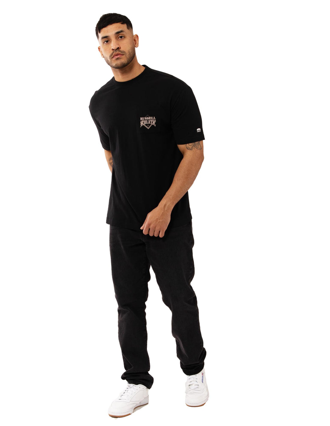 Men Russell Athletic Outfitters Pocket T Shirts Black | ASXYGH805