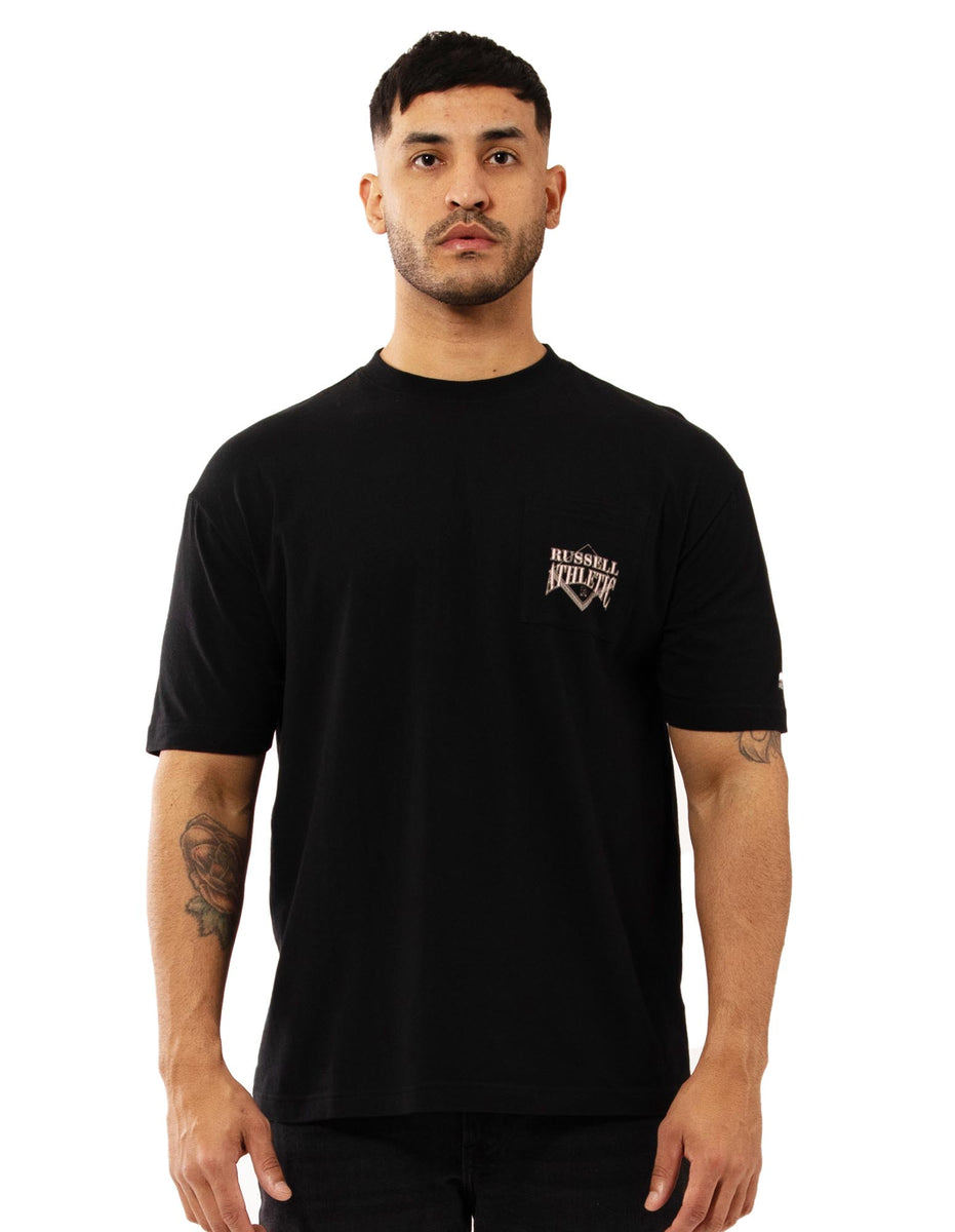 Men Russell Athletic Outfitters Pocket T Shirts Black | ASXYGH805