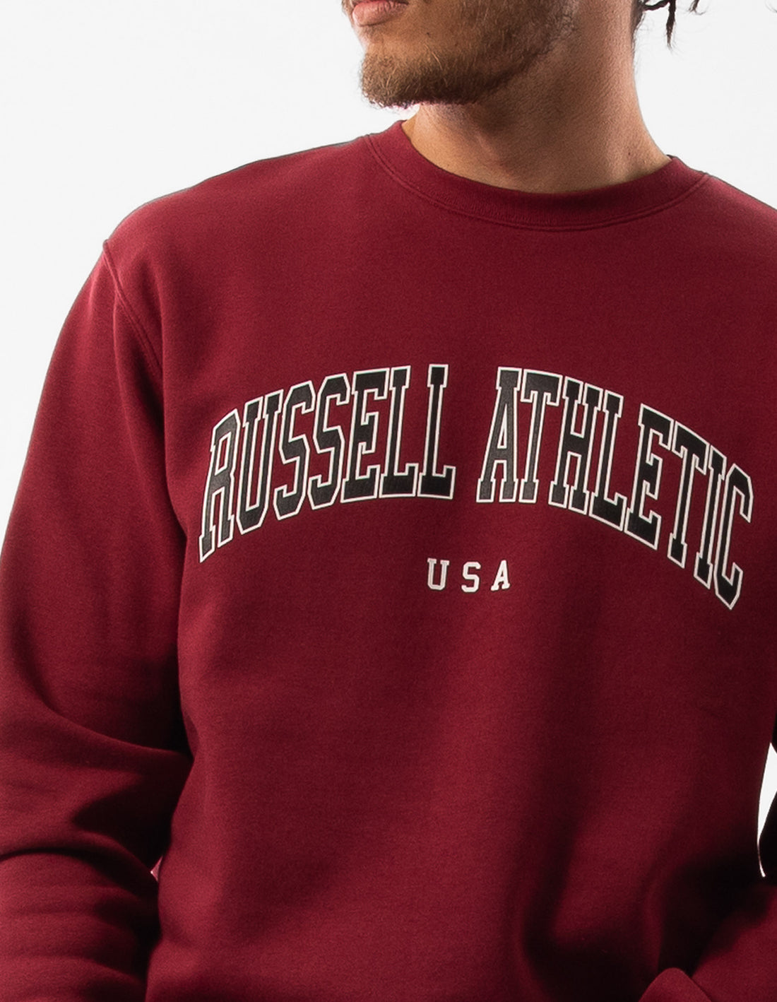 Men Russell Athletic Pasadena Crew Neck Sweaters Burgundy | IKHOYU417