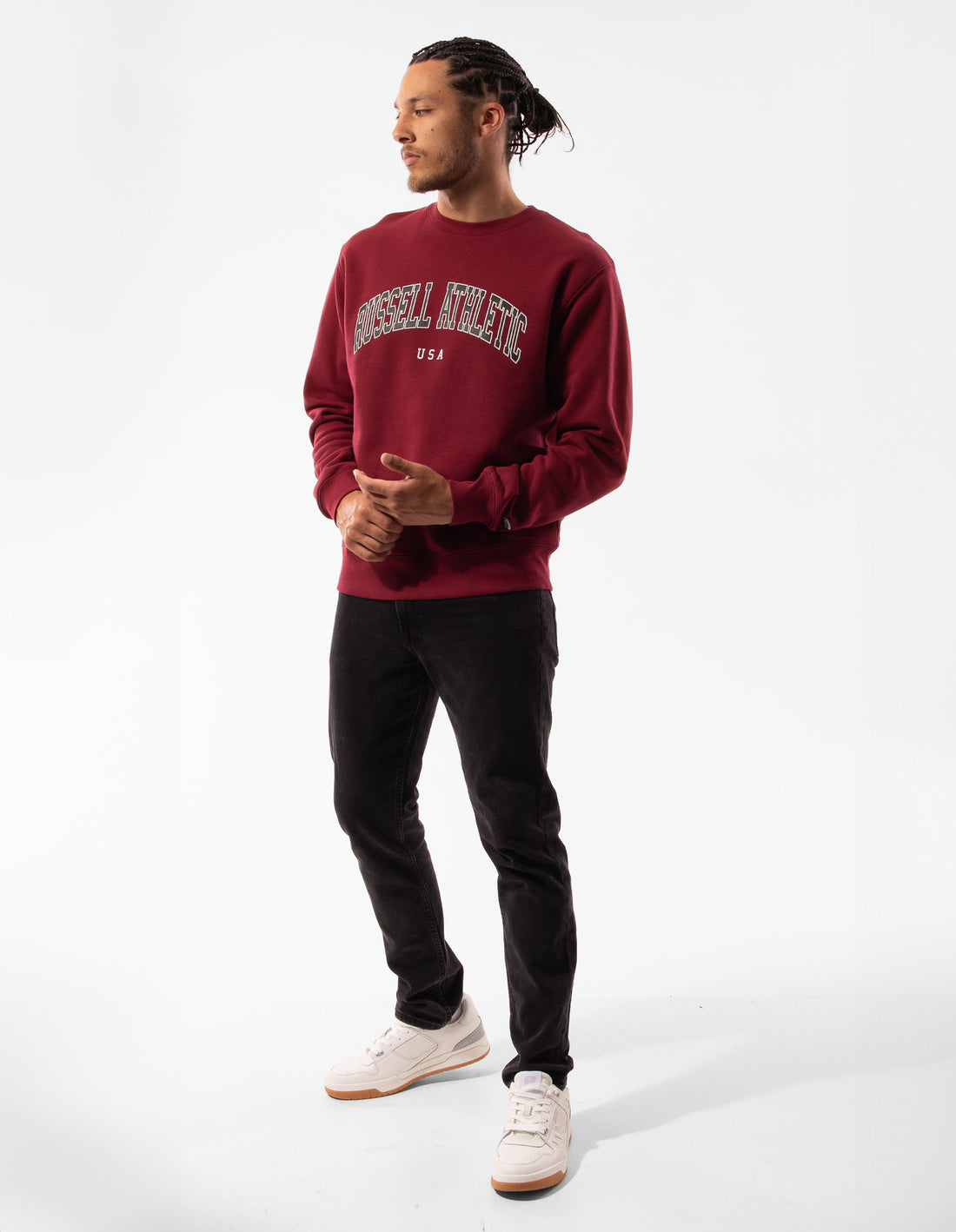 Men Russell Athletic Pasadena Crew Neck Sweaters Burgundy | IKHOYU417