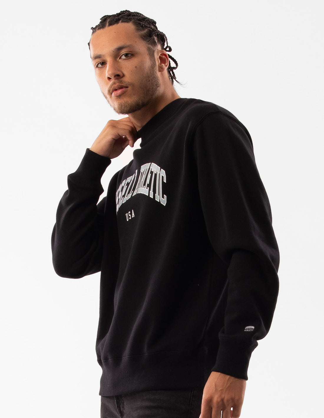 Men Russell Athletic Pasadena Crew Neck Sweaters Black | XYRHAJ790