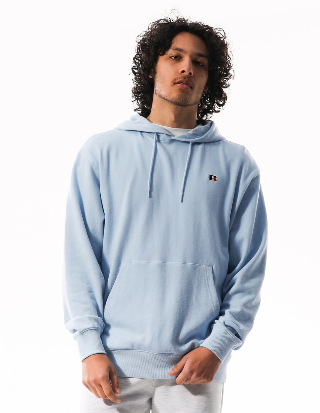 Men Russell Athletic R Logo Hoodie Blue | NQYSOE819