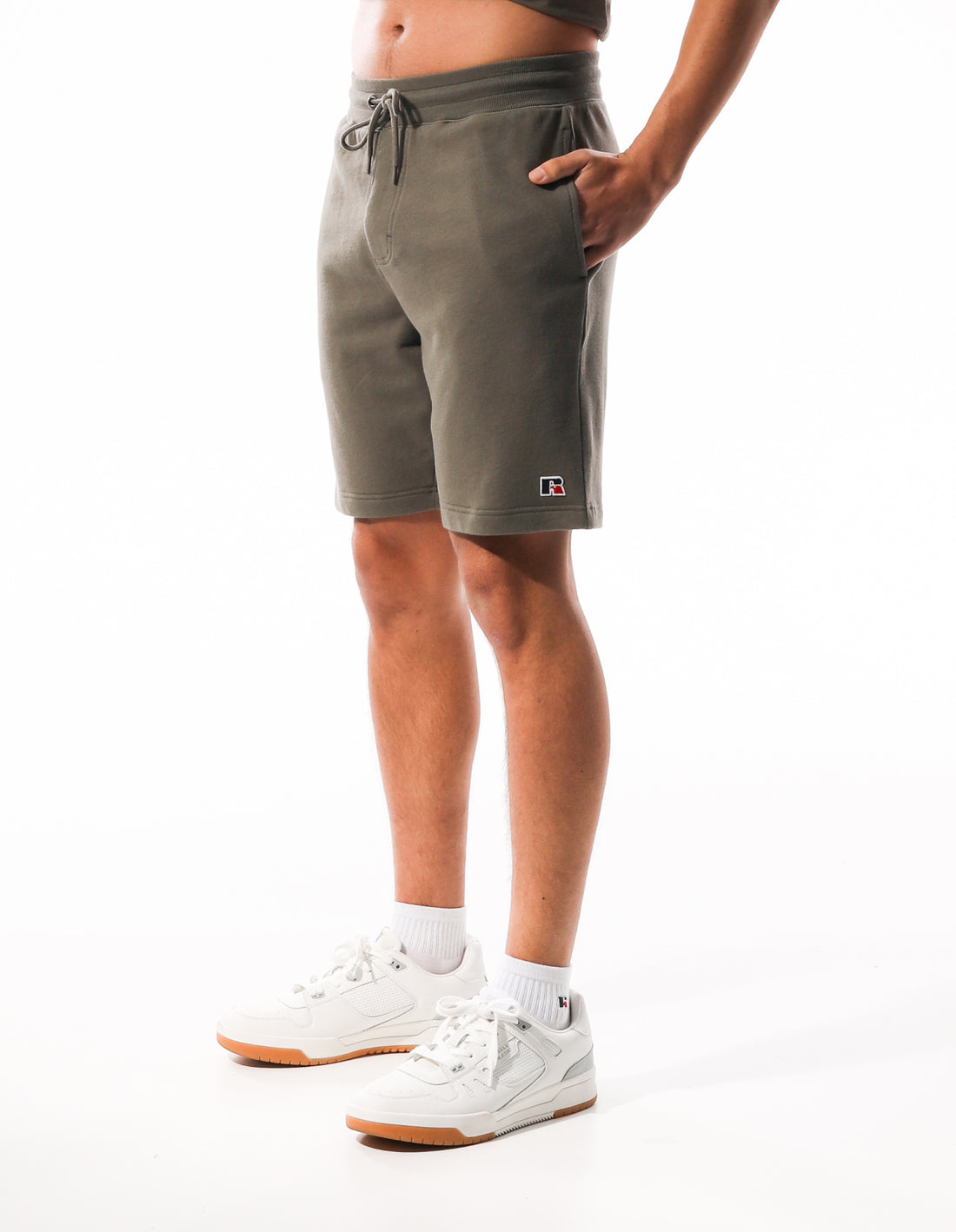 Men Russell Athletic R Logo Redeemer Shorts Dark Brown | DNGOHP265