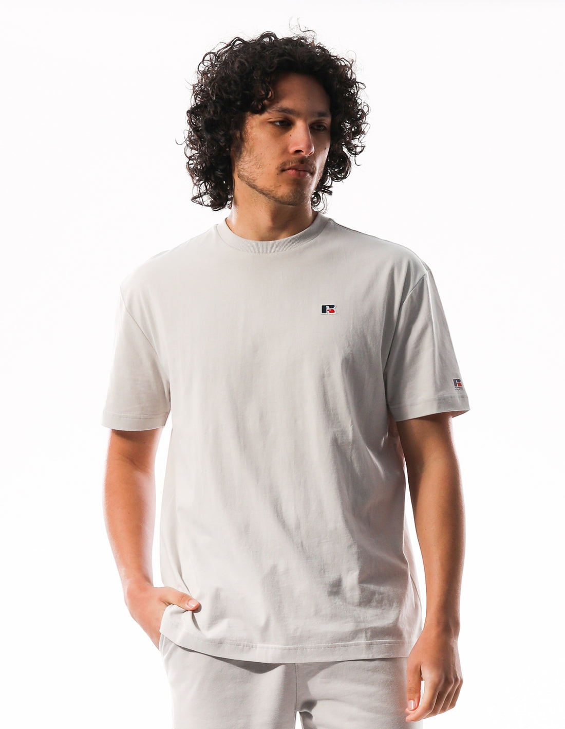 Men Russell Athletic R Logo Slouch T Shirts White | WXYRZN153