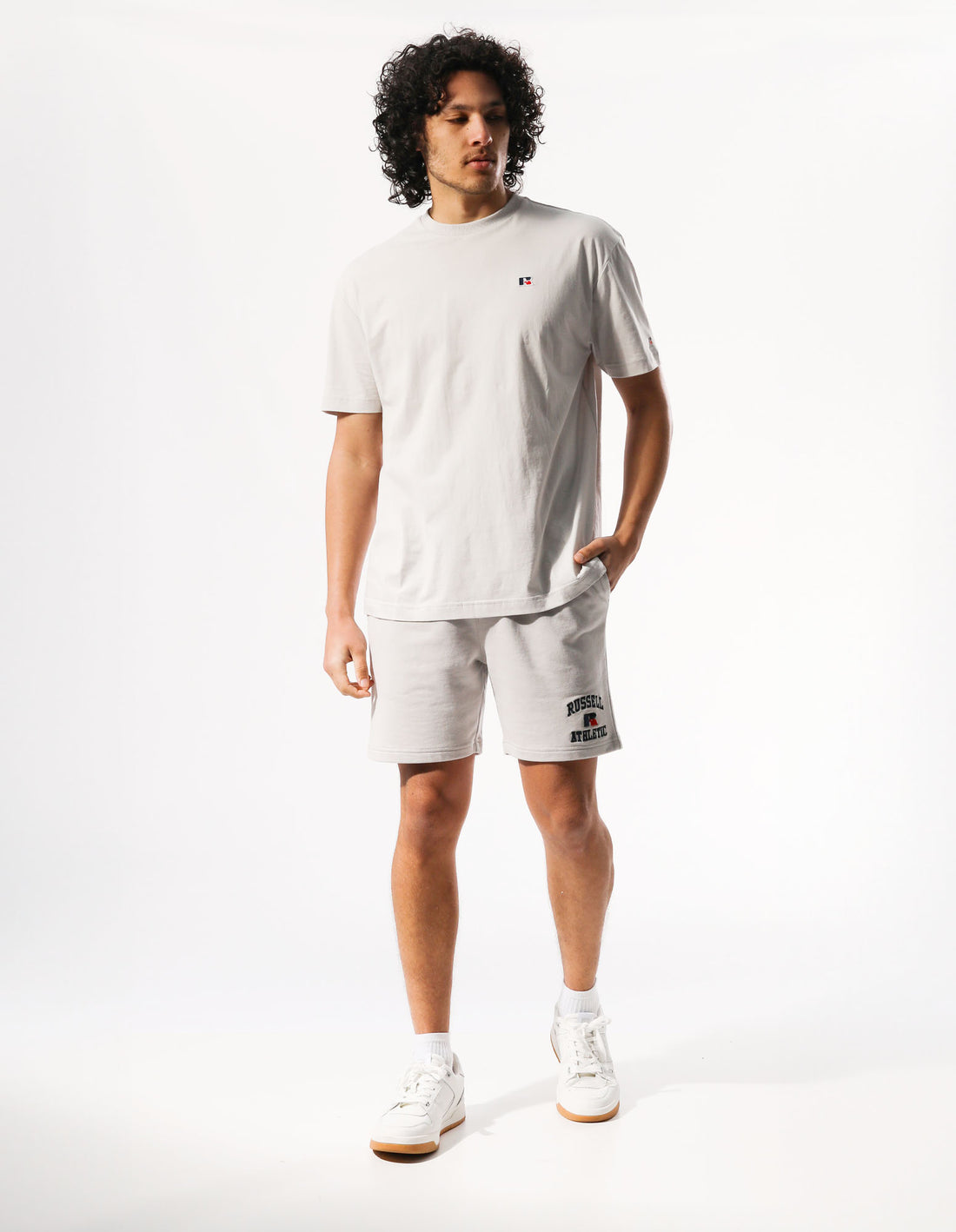 Men Russell Athletic R Logo Slouch T Shirts White | WXYRZN153